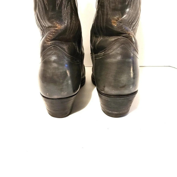 J. CHISHOLM WESTERN LEATHER COWBOY BOOTS MEN\'S SIZE 9 D GRAY MADE IN USA
